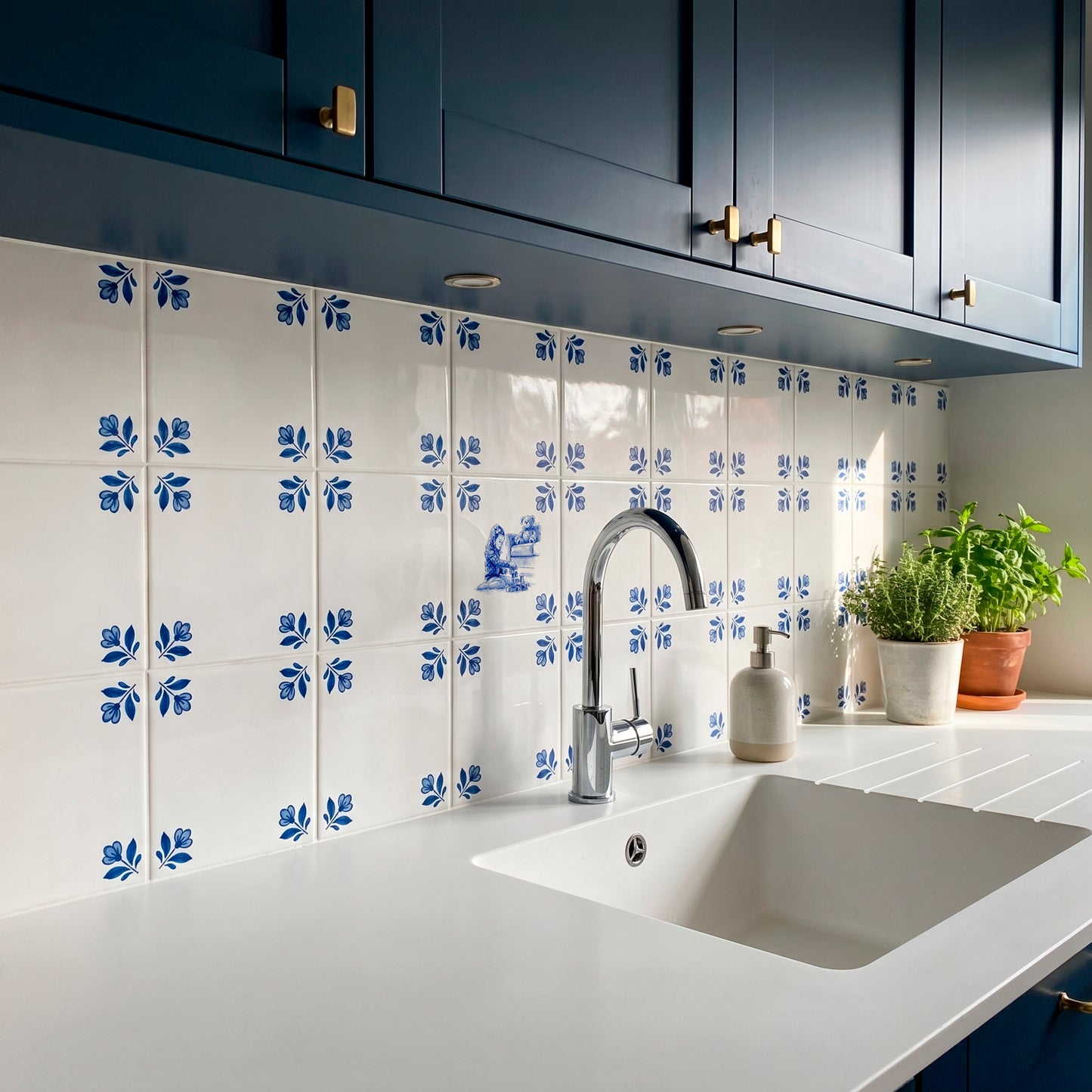 4er-Set Delft-Motiv-Fliesen · 65% sparen