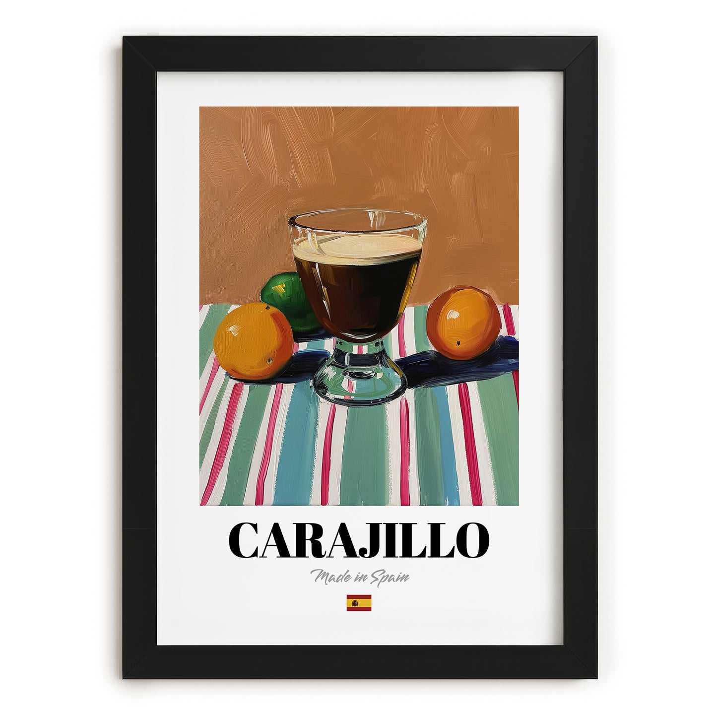 Carajillo – Spanish Coffee, Konditorei Print, in sleek black frame
