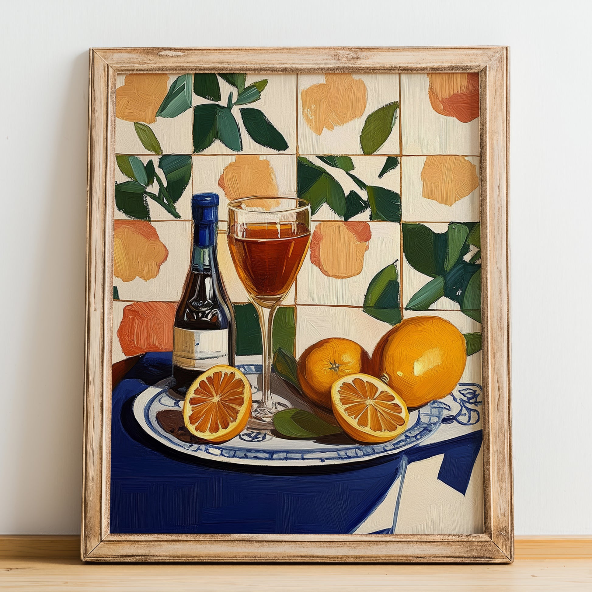 Brandy de Jerez – Spanish Spirit Drink, Jazz Bar Poster, no-text version framed in wood