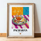 Pacharán – Spanish Liqueur Drink, Sky Bar Illustration, in wooden frame leaning on the floor