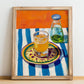 Orujo – Spanish Spirit Drink, Beach Bar Art, no-text version framed in wood