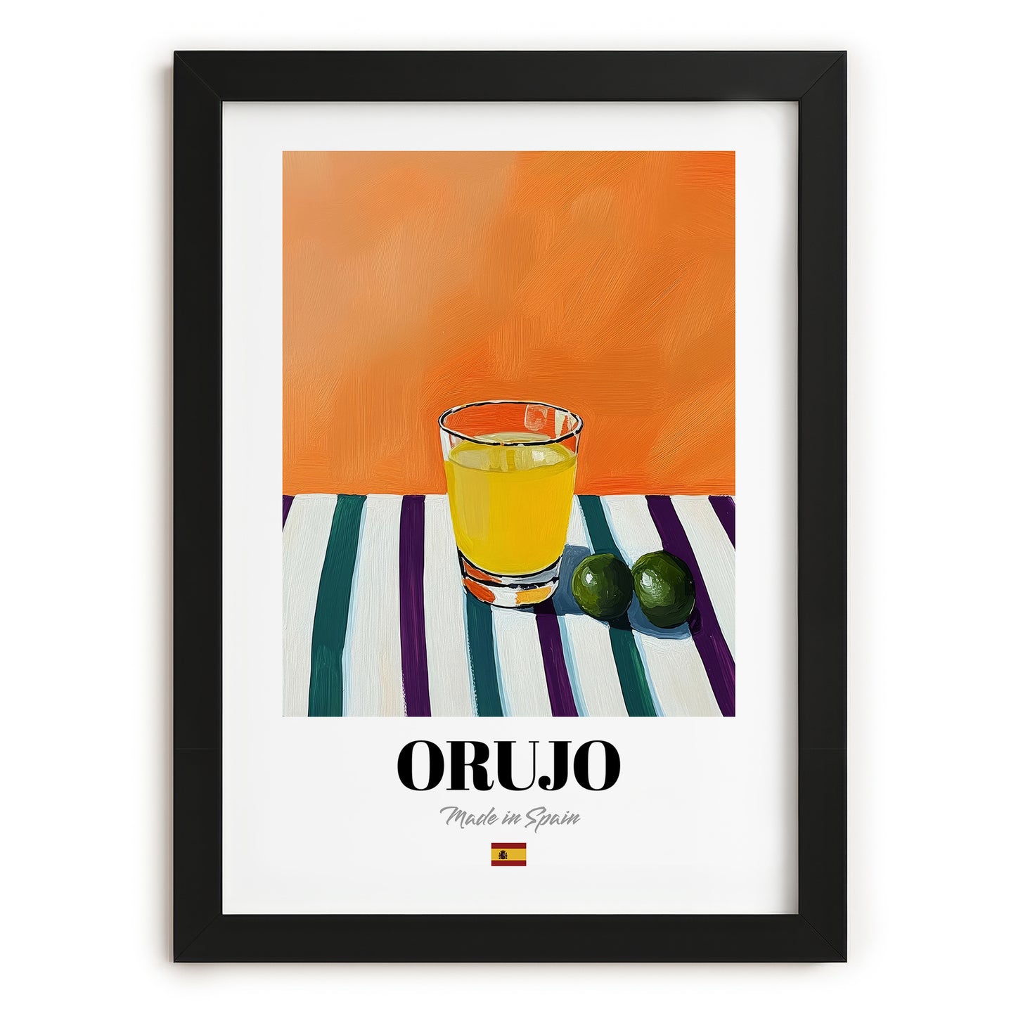 Orujo – Spanish Spirit Drink, Hotel Lobby Print, in sleek black frame
