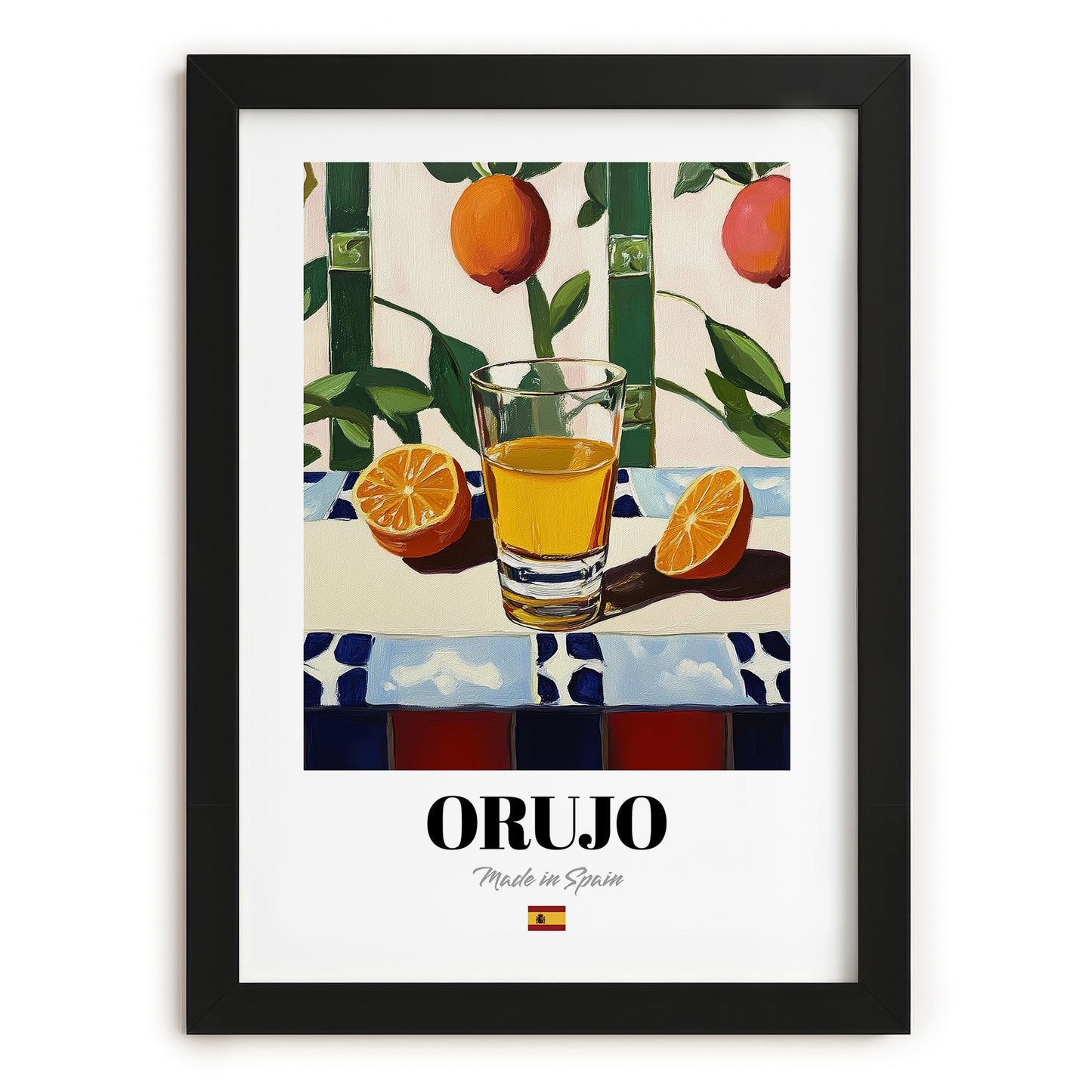 Orujo – Spanish Spirit Drink, Hotel Lobby Wall Art, in sleek black frame