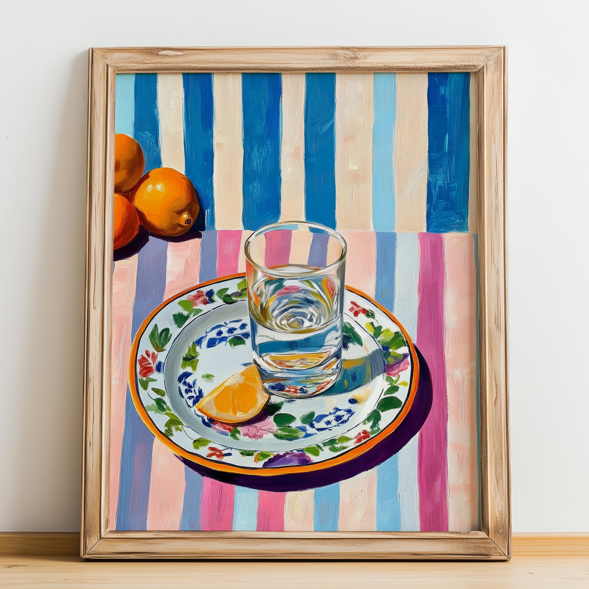 Aguardiente – Spanish Spirit Drink, Rooftop Terrace Poster, no-text version framed in wood