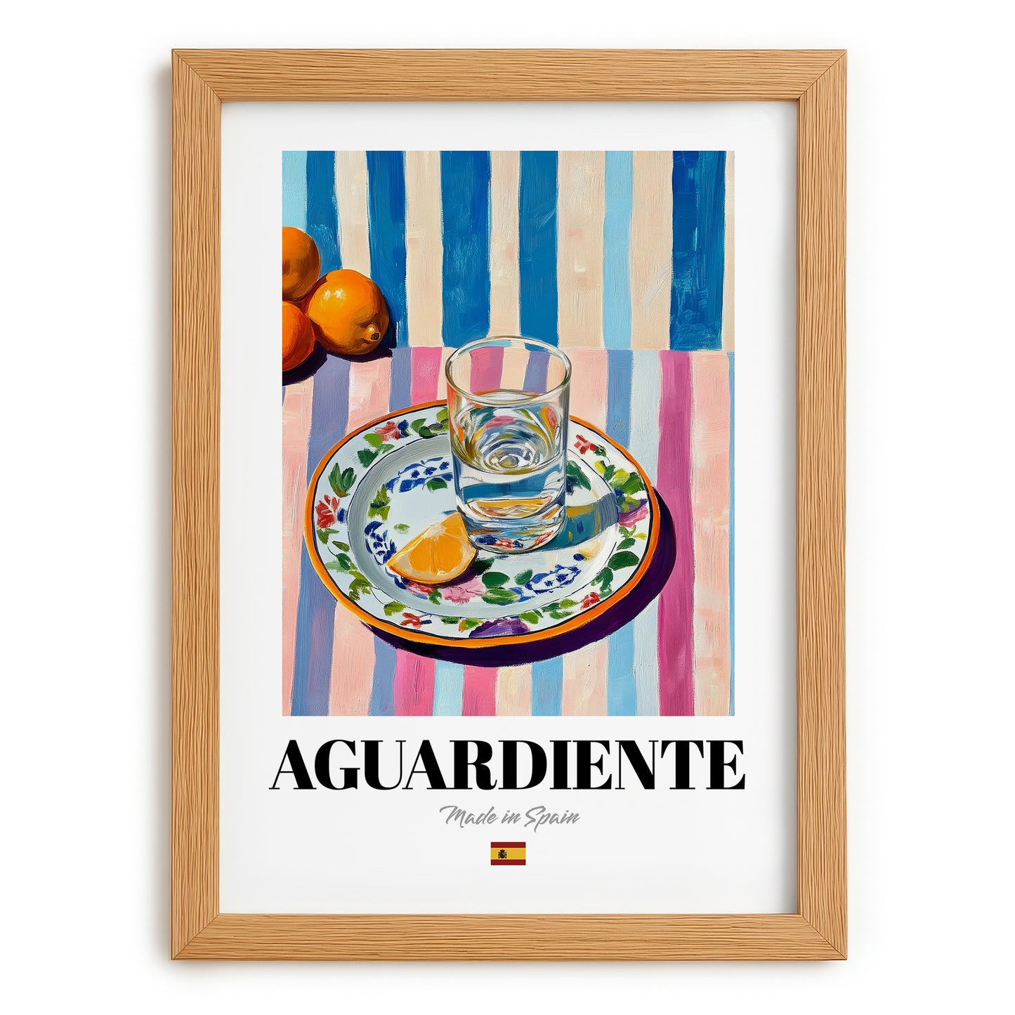 Aguardiente – Spanish Spirit Drink, Rooftop Terrace Poster, set in oak frame