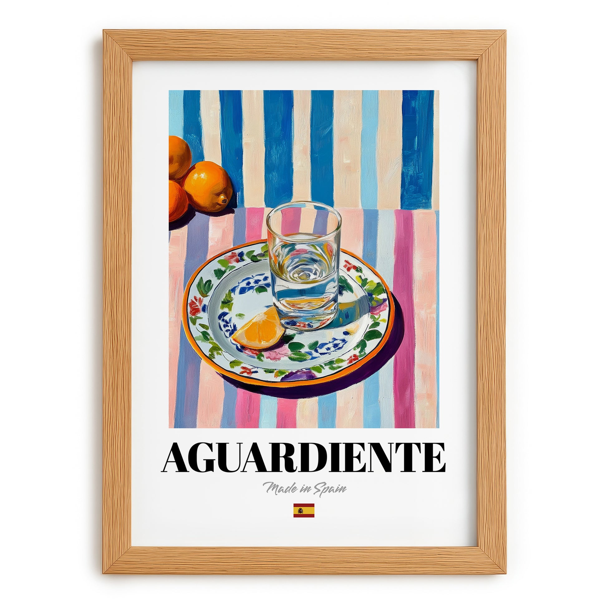 Aguardiente – Spanish Spirit Drink, Rooftop Terrace Poster, set in oak frame