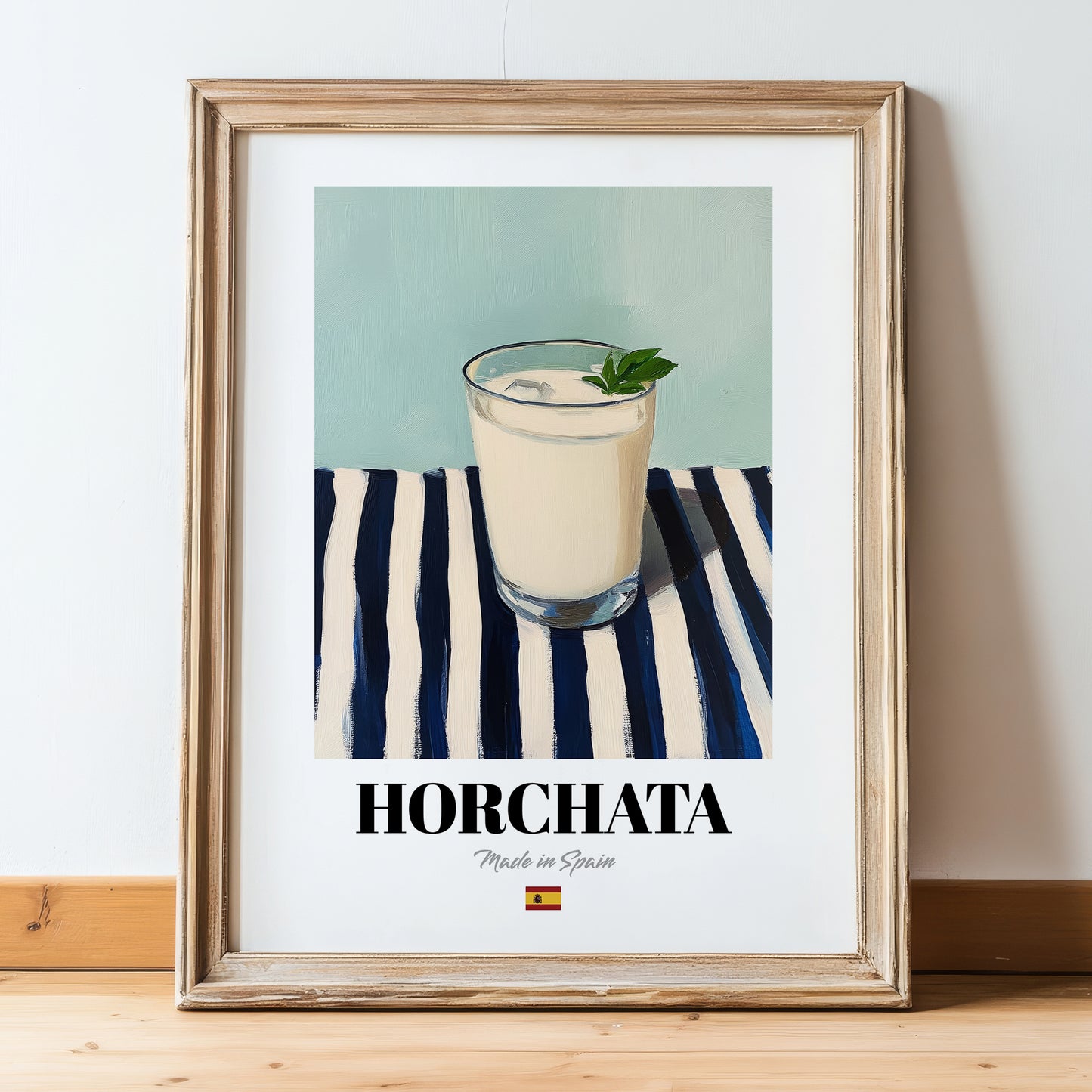Horchata – Spanish Beverage Drink, Hotel Lobby Poster, in wooden frame leaning on the floor