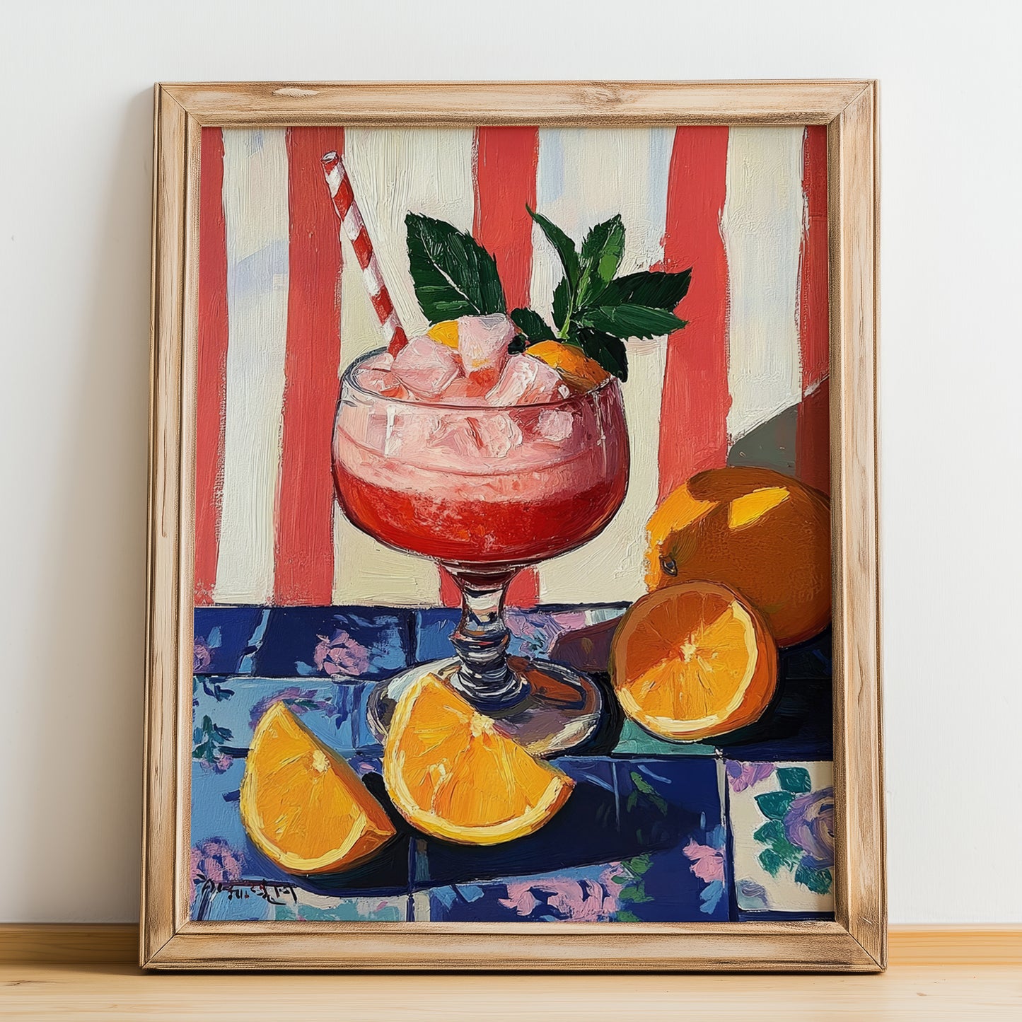 Granizado – Spanish Beverage Drink, Jazz Bar Wall Art, no-text version framed in wood