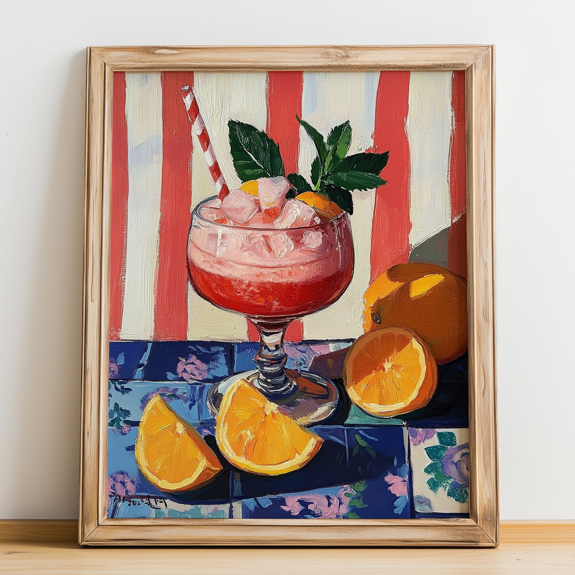 Granizado – Spanish Beverage Drink, Jazz Bar Wall Art, no-text version framed in wood