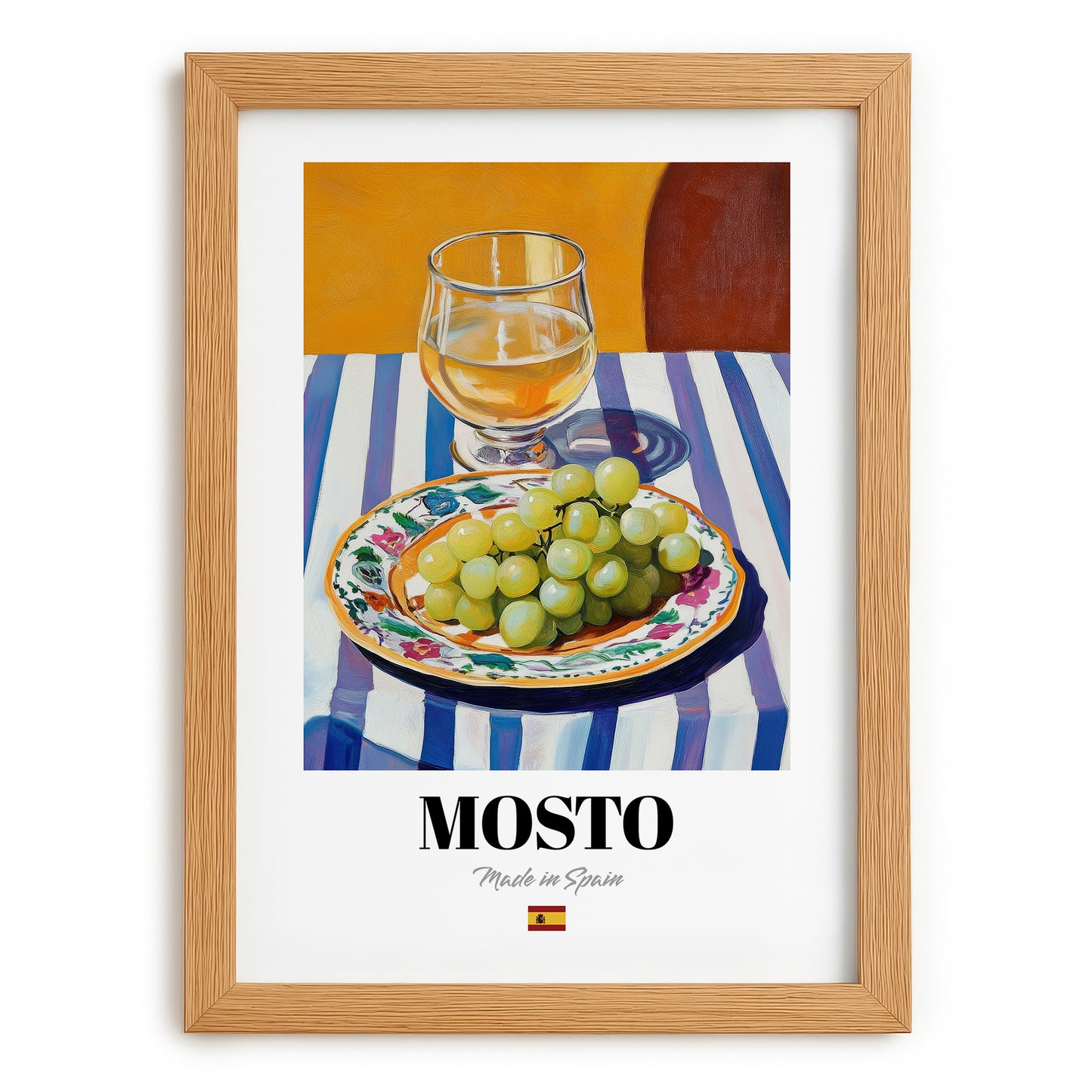 Mosto – Spanish Beverage Drink, Sky Bar Art, set in oak frame