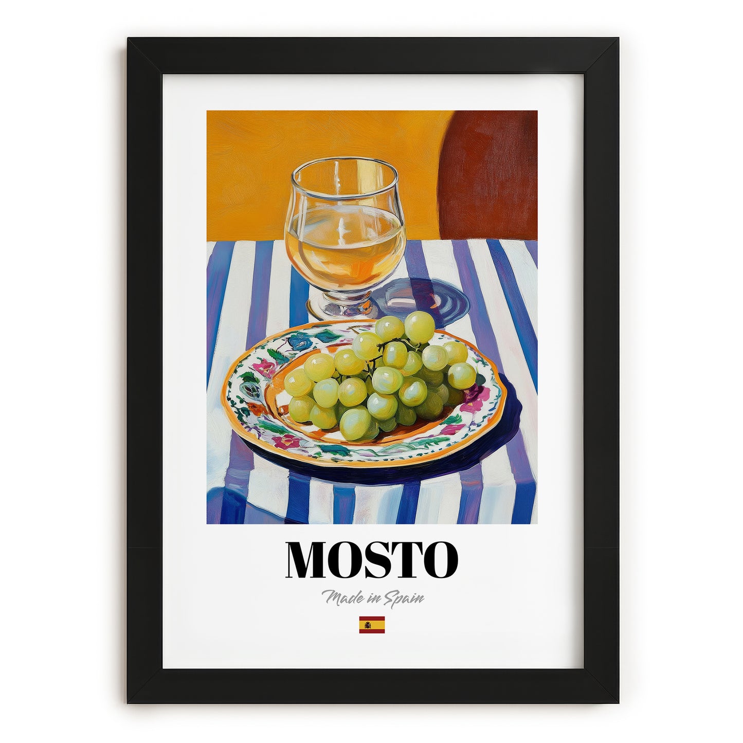 Mosto – Spanish Beverage Drink, Sky Bar Art, in sleek black frame