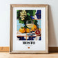 Mosto – Spanish Beverage Drink, Beach Bar Poster, in wooden frame leaning on the floor