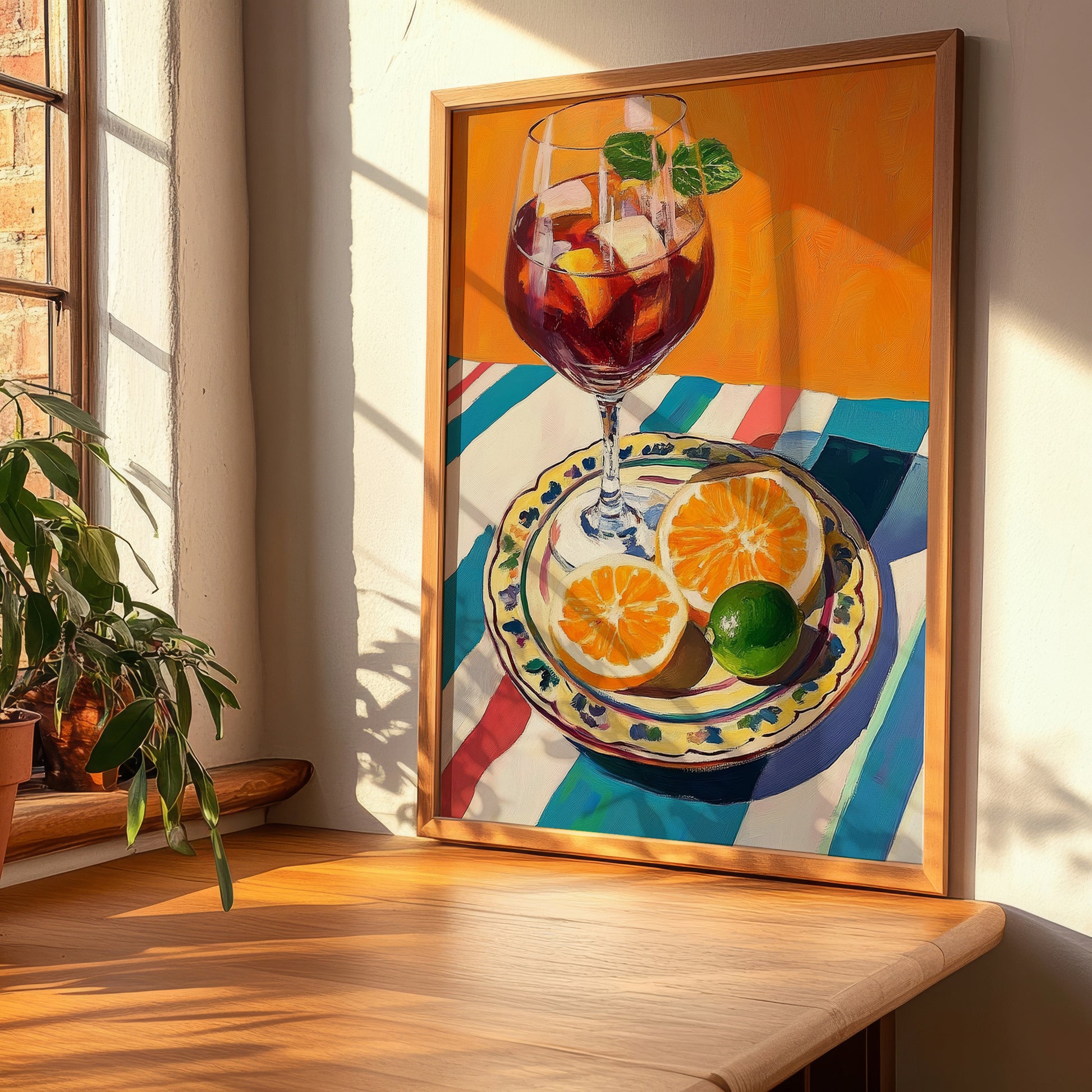 Sangria – Spanish Cocktail Drink, Cocktail Lounge Painting, clean layout with no caption