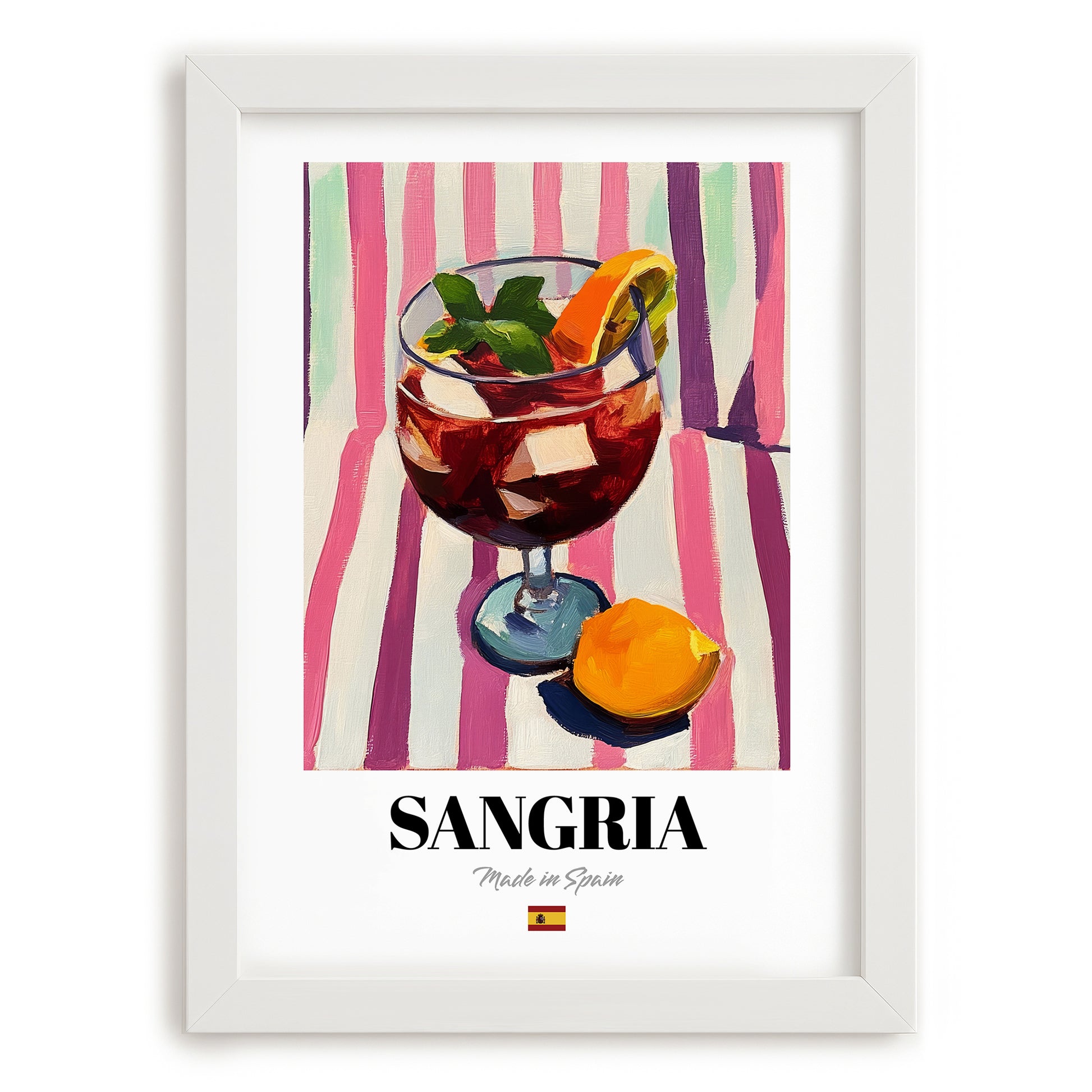 Sangria – Spanish Cocktail Drink, Cocktail Lounge Poster, placed in minimal white frame