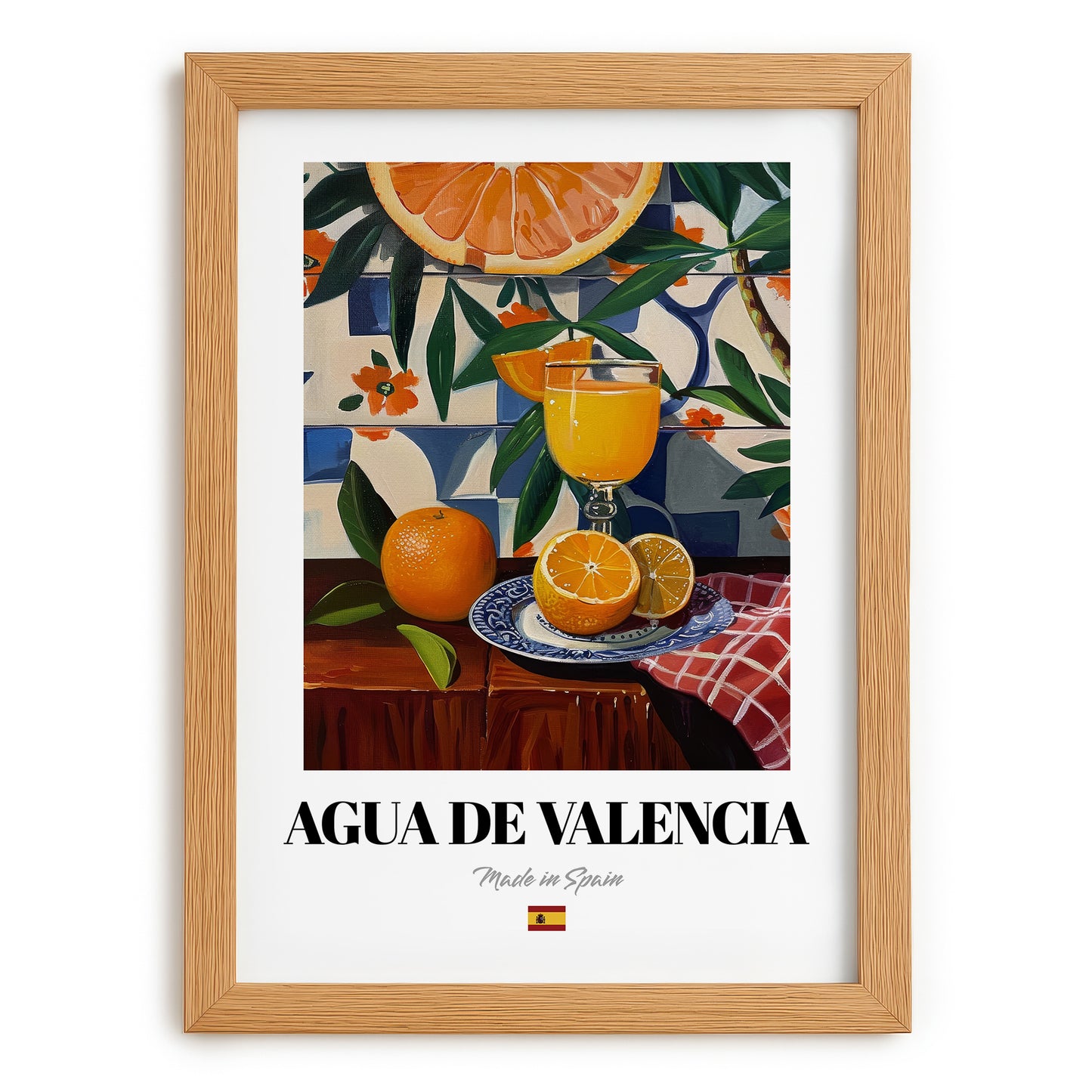 Agua de Valencia – Spanish Cocktail Drink, Hotel Lobby Wall Art, set in oak frame