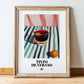 Tinto de Verano – Spanish Cocktail Drink, Speakeasy Illustration, in wooden frame leaning on the floor