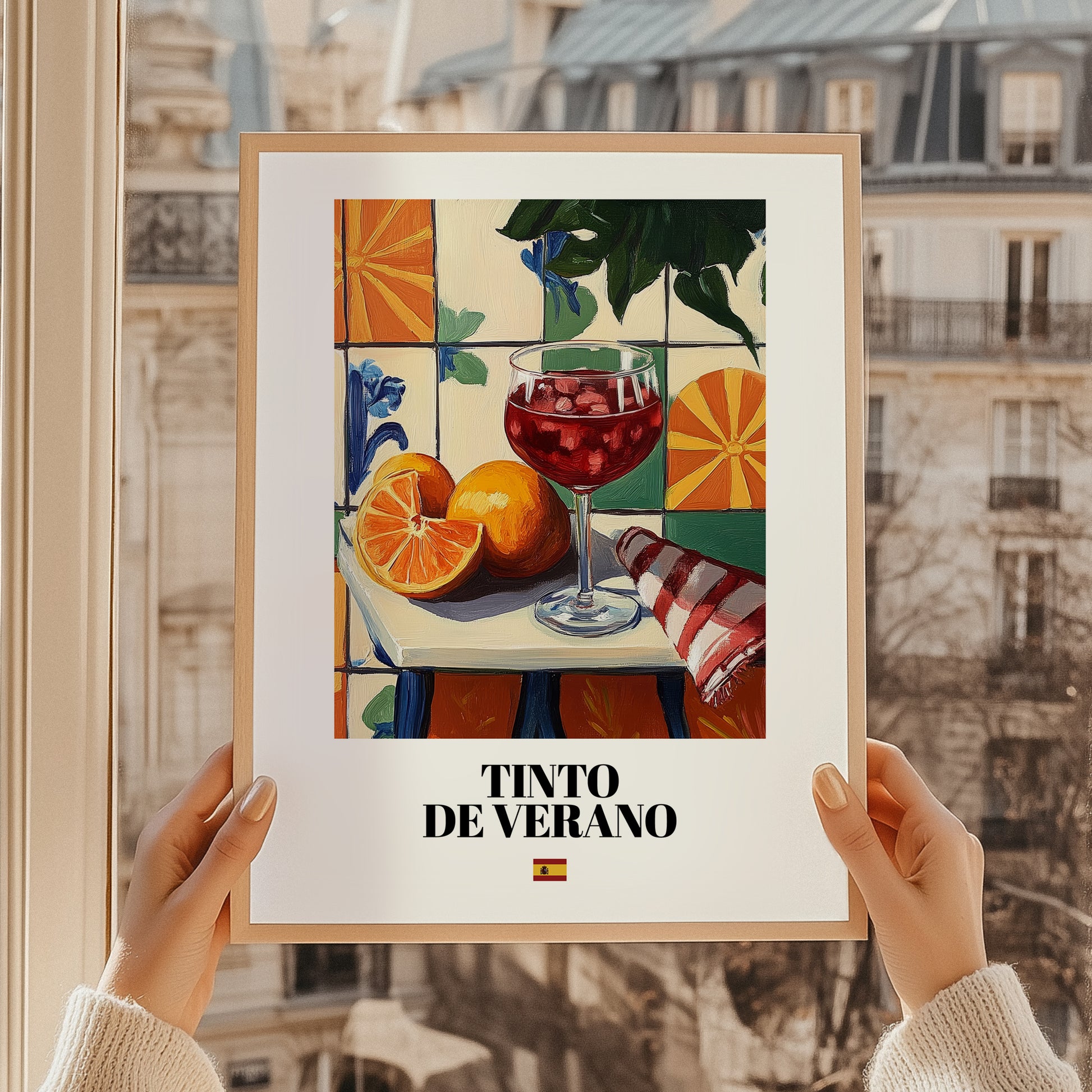 Tinto de Verano – Spanish Cocktail Drink, Sky Bar Art, styled in a charming Paris street view