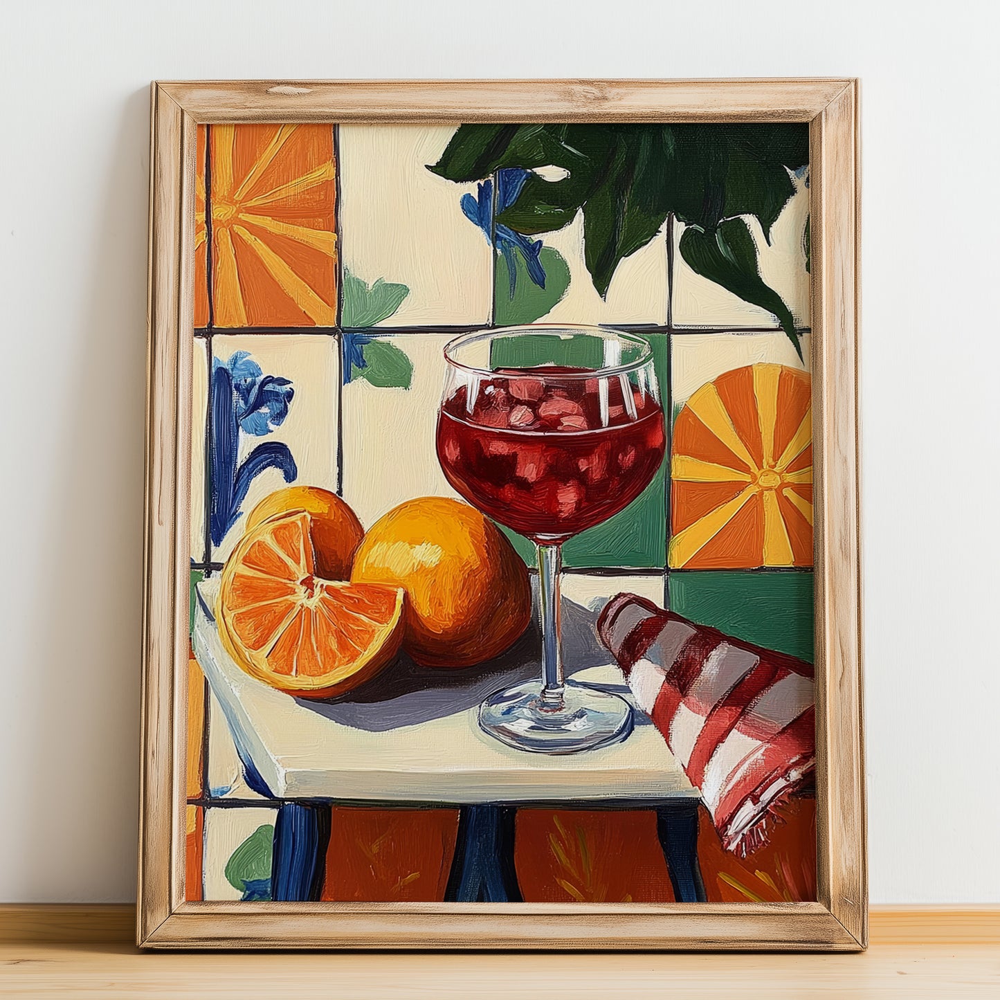 Tinto de Verano – Spanish Cocktail Drink, Sky Bar Art, no-text version framed in wood