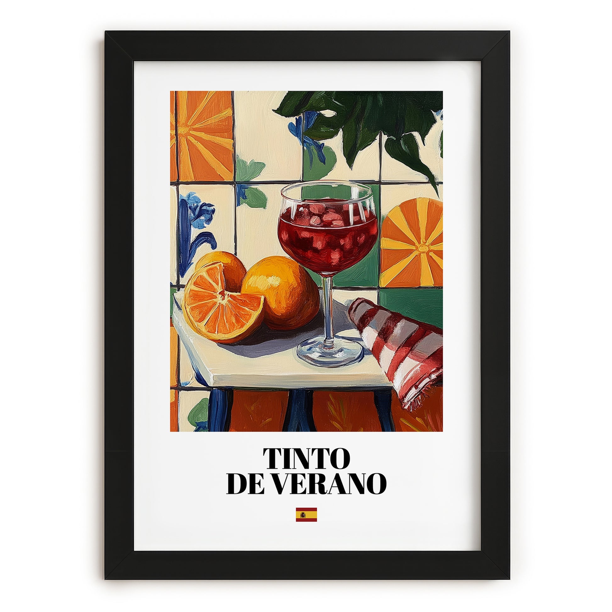 Tinto de Verano – Spanish Cocktail Drink, Sky Bar Art, in sleek black frame