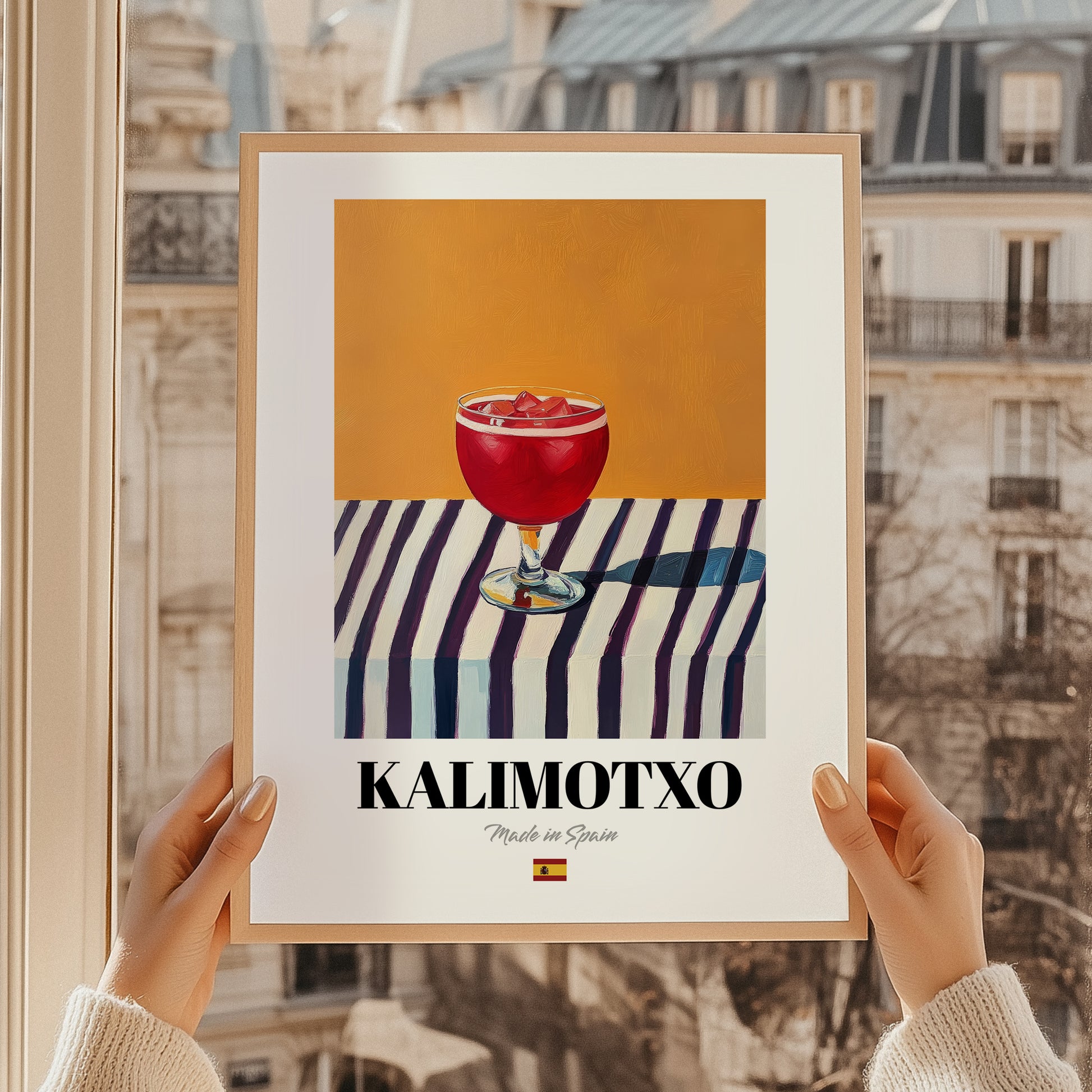 Kalimotxo – Spanish Cocktail Drink, Cocktail Lounge Painting, styled in a charming Paris street view