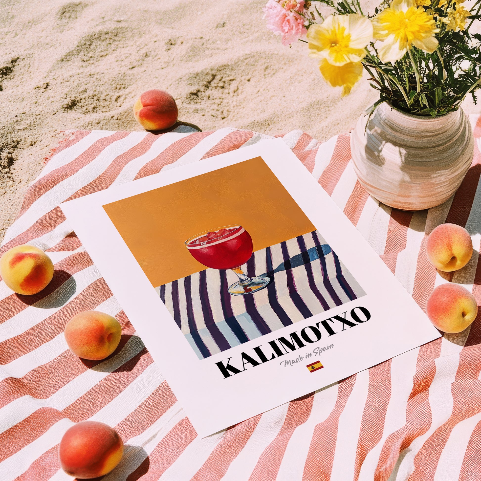 Kalimotxo – Spanish Cocktail Drink, Cocktail Lounge Painting, unframed on coastal sand