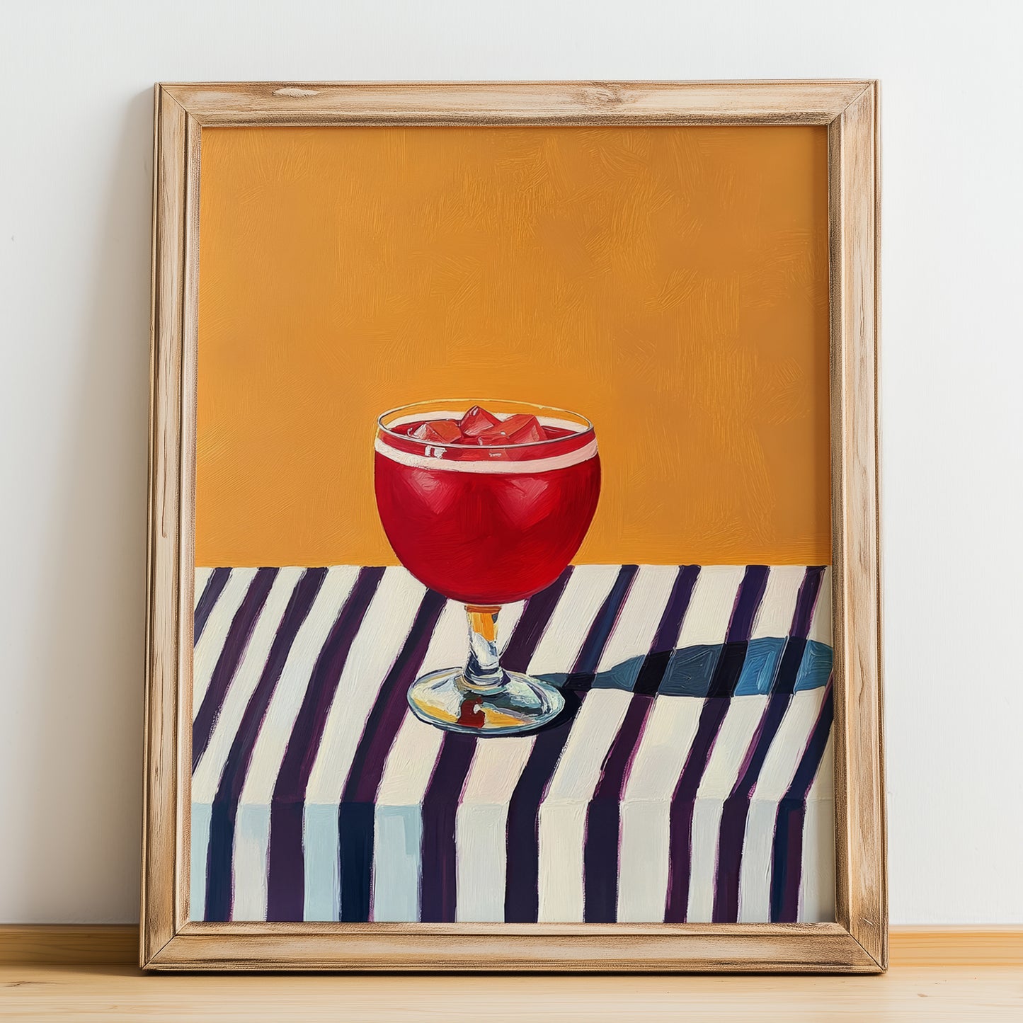 Kalimotxo – Spanish Cocktail Drink, Cocktail Lounge Painting, no-text version framed in wood