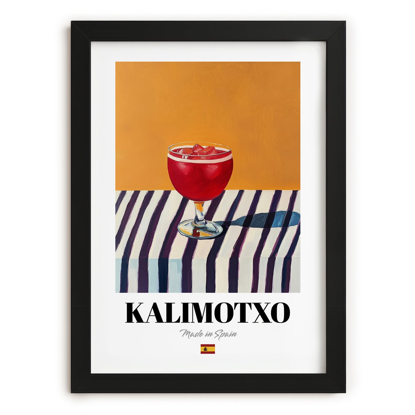 Kalimotxo – Spanish Cocktail Drink, Cocktail Lounge Painting, in sleek black frame