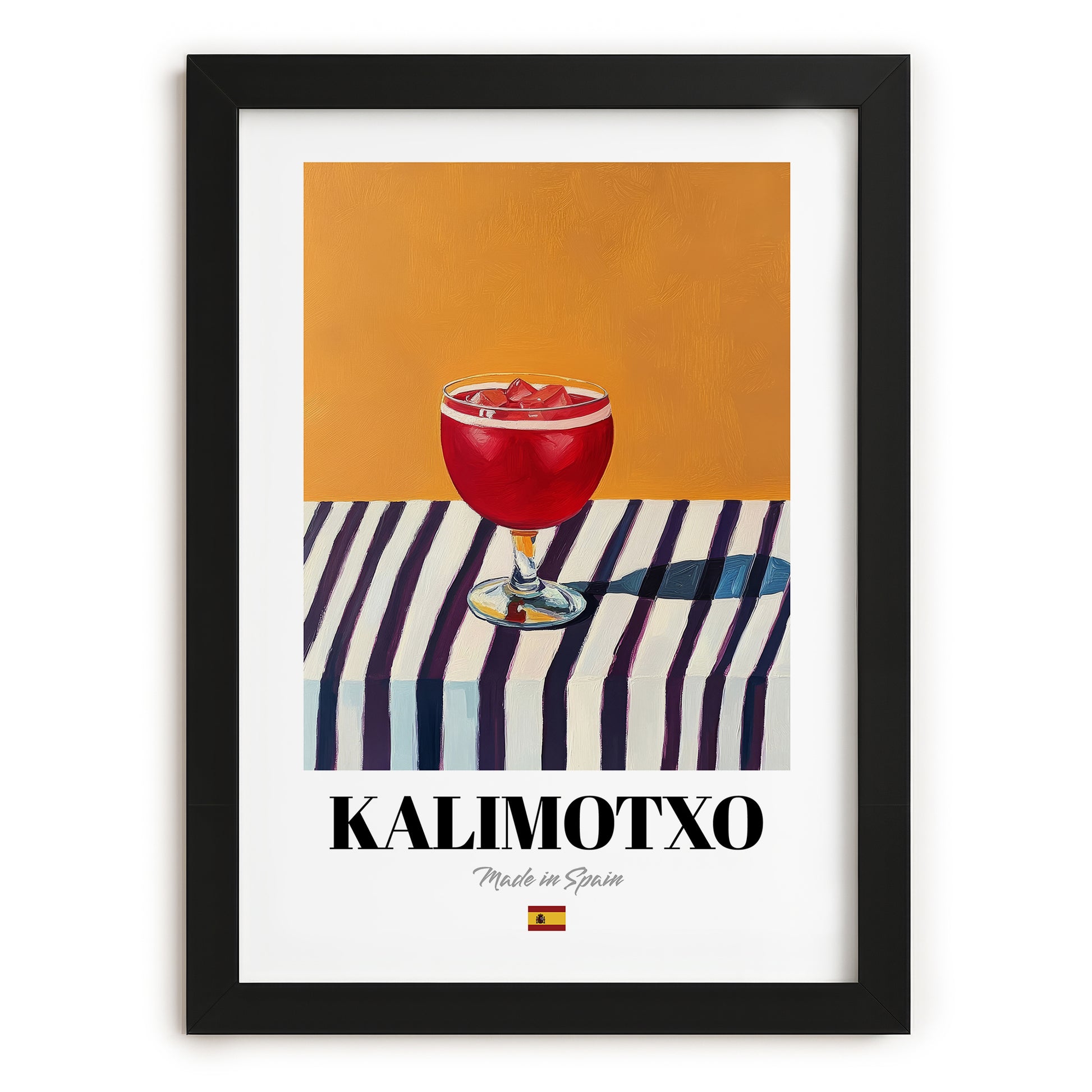 Kalimotxo – Spanish Cocktail Drink, Cocktail Lounge Painting, in sleek black frame