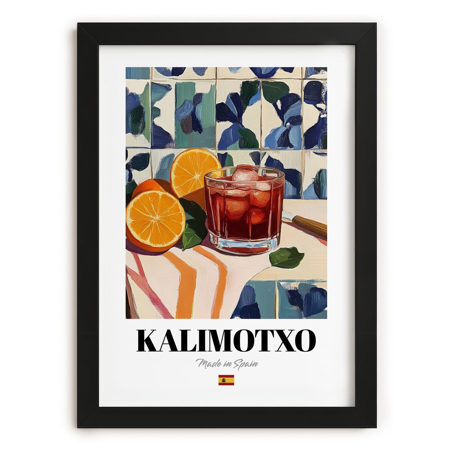 Kalimotxo – Spanish Cocktail Drink, Jazz Bar Wall Art, in sleek black frame