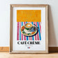 Café Crème – French Coffee, Espresso Bar Wall Art, in wooden frame leaning on the floor