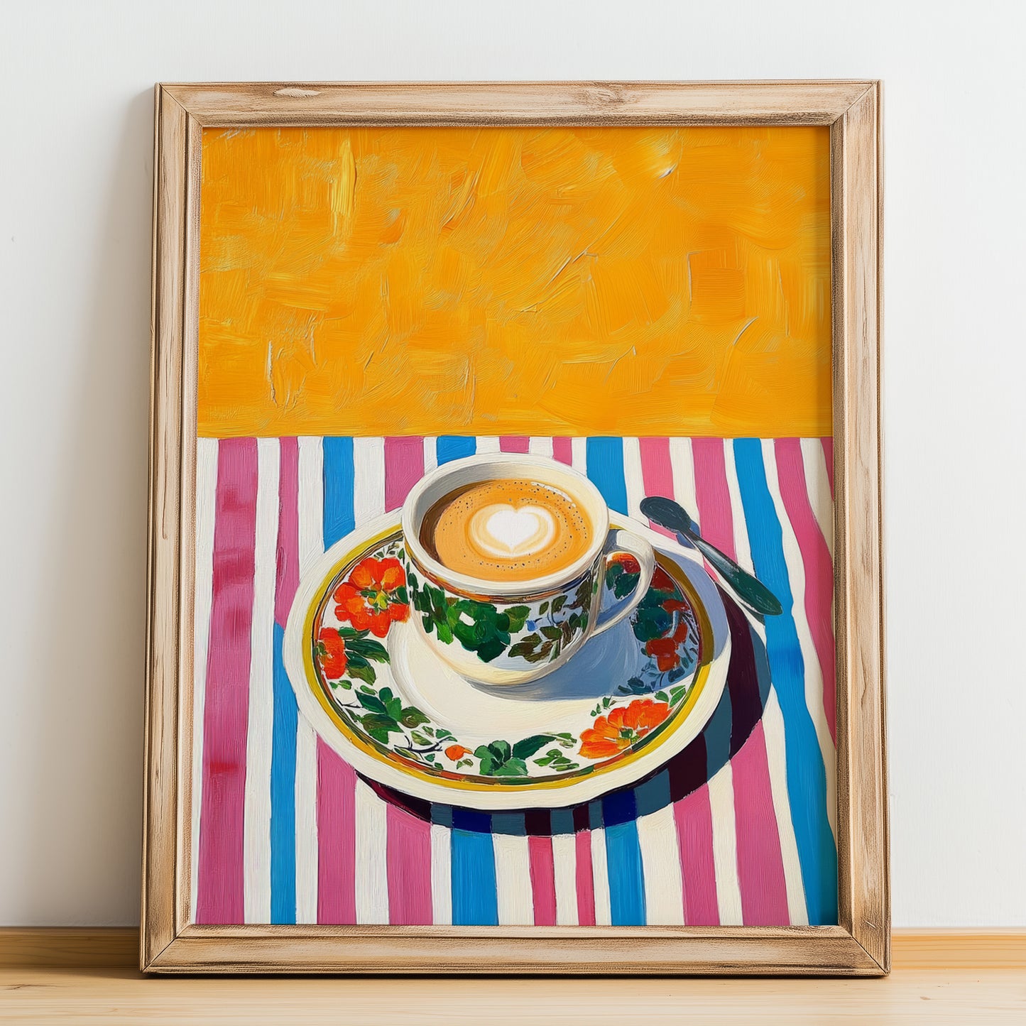 Café Crème – French Coffee, Espresso Bar Wall Art, no-text version framed in wood