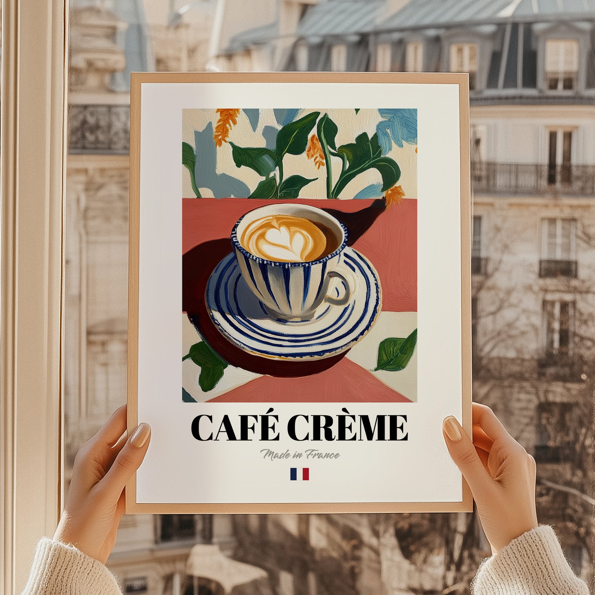 Café Crème – French Coffee, Espresso Bar Wall Decor, styled in a charming Paris street view