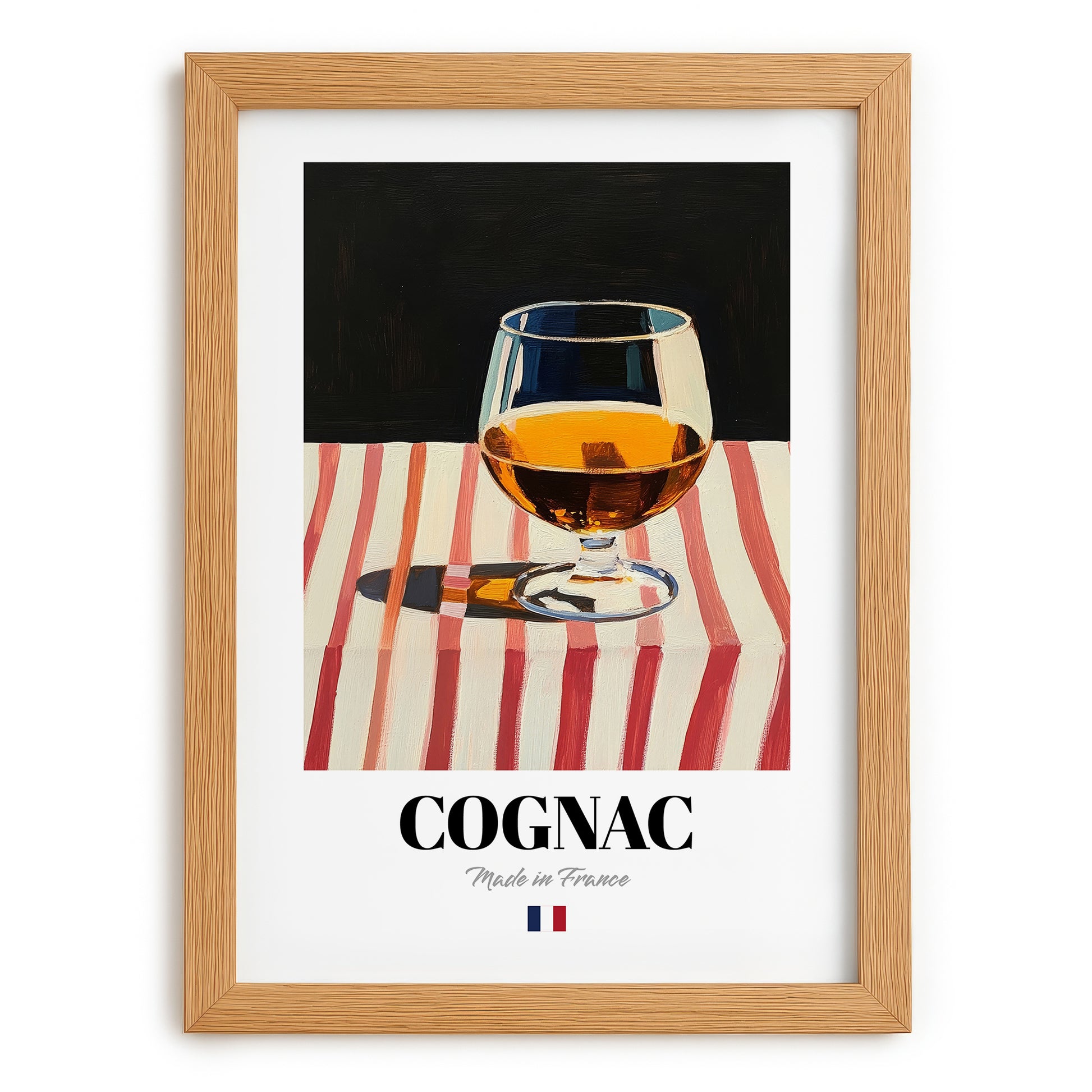 Cognac – French Spirit Drink, Beach Bar Poster, set in oak frame