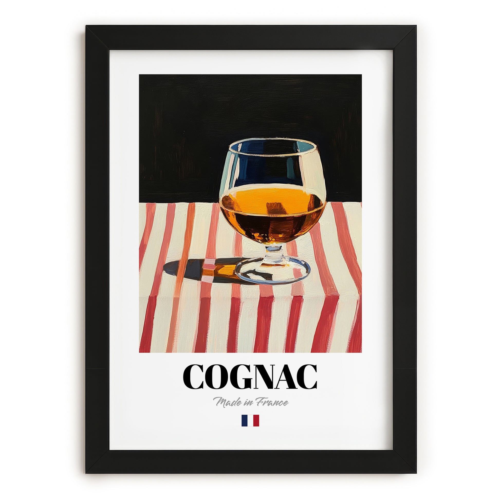 Cognac – French Spirit Drink, Beach Bar Poster, in sleek black frame