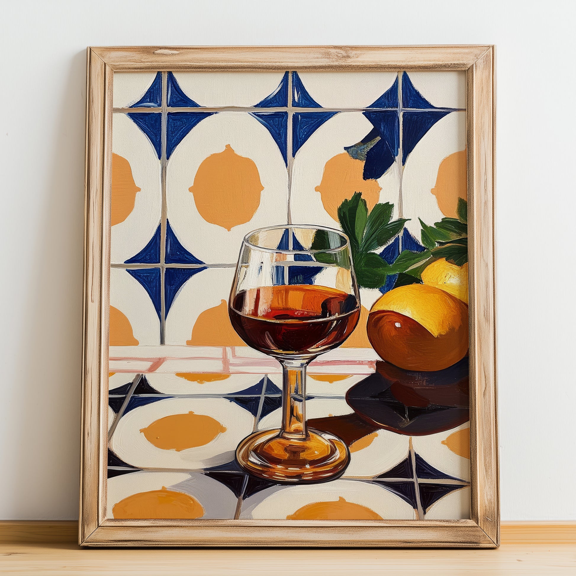 Cognac – French Spirit Drink, Hotel Lobby Art, no-text version framed in wood