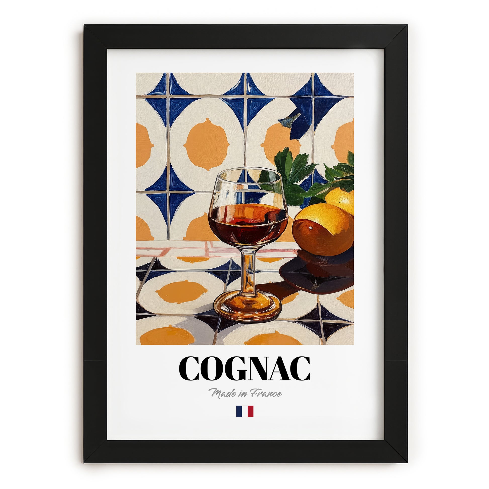 Cognac – French Spirit Drink, Hotel Lobby Art, in sleek black frame