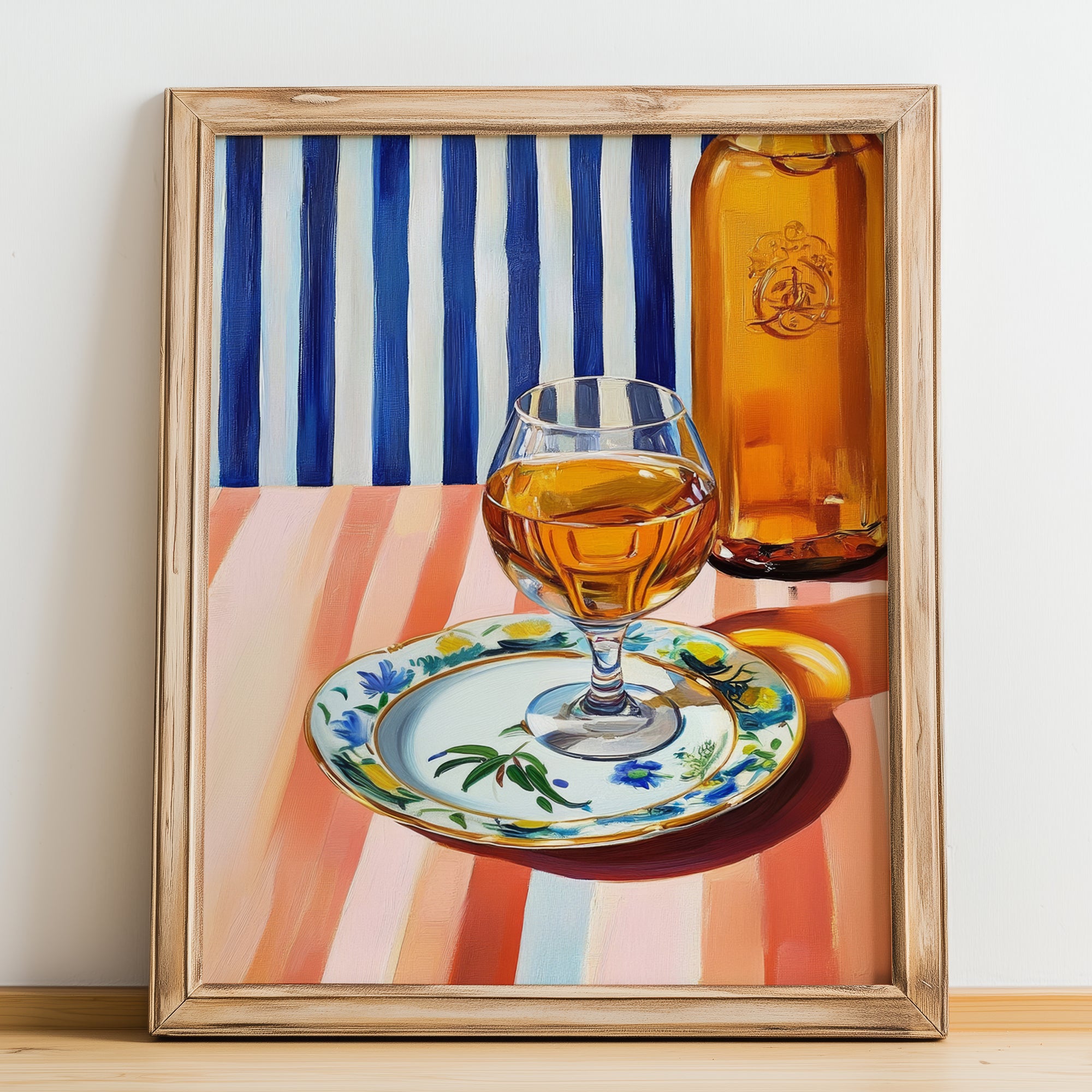 Armagnac – French Spirit Drink, Cocktail Lounge Wall Art, no-text version framed in wood
