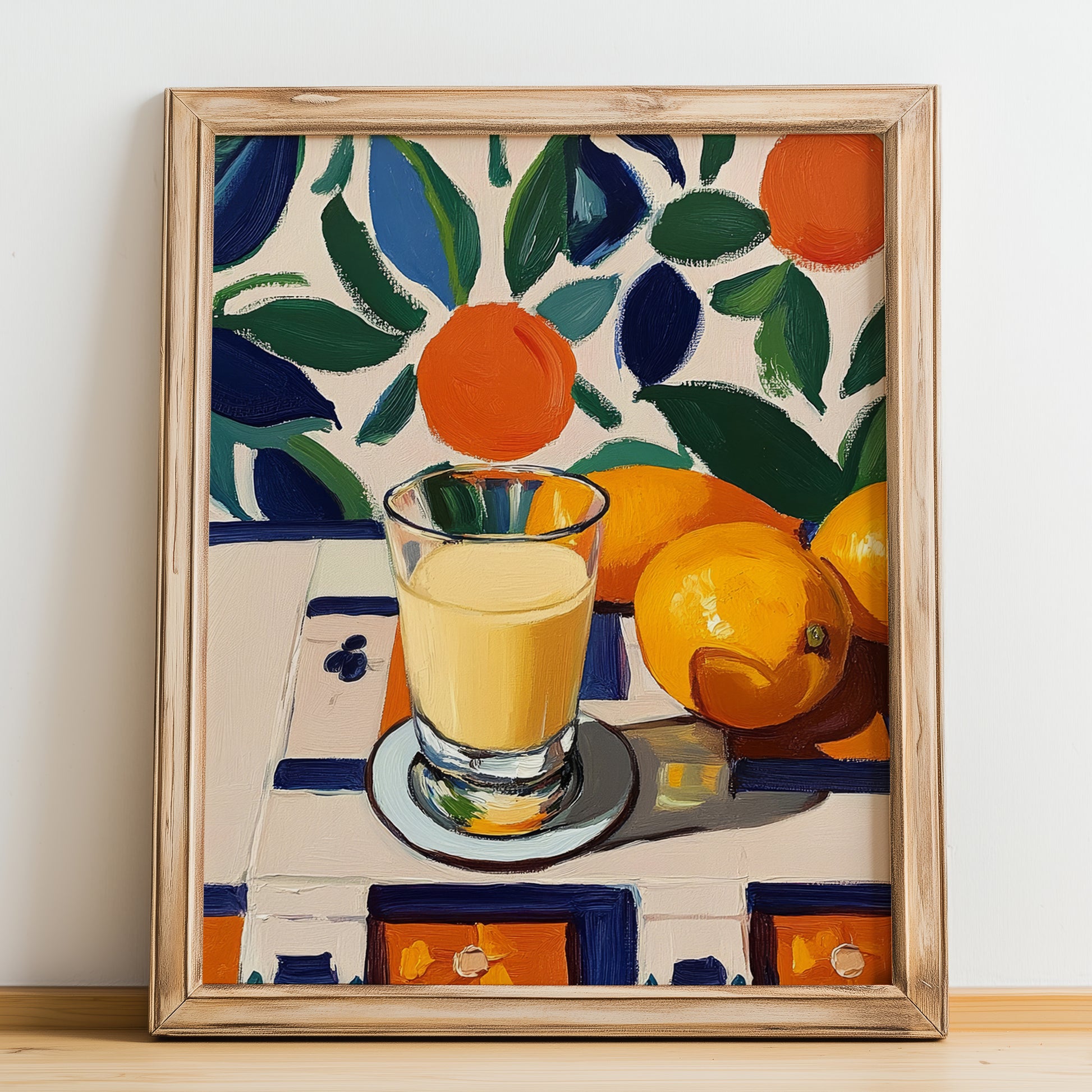Pastis – French Spirit Drink, Rooftop Terrace Wall Art, no-text version framed in wood