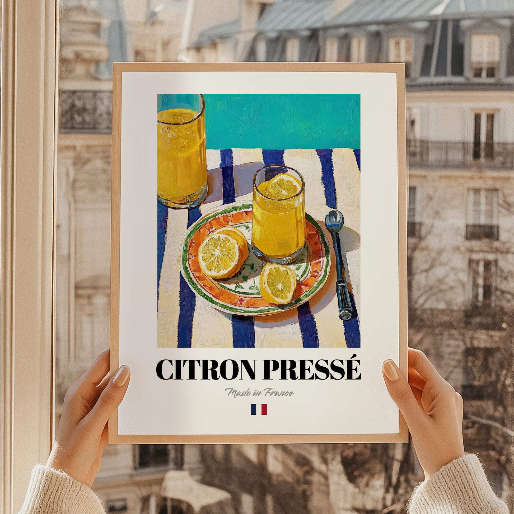 Citron Pressé – French Beverage Drink, Hotel Lobby Still Life, styled in a charming Paris street view