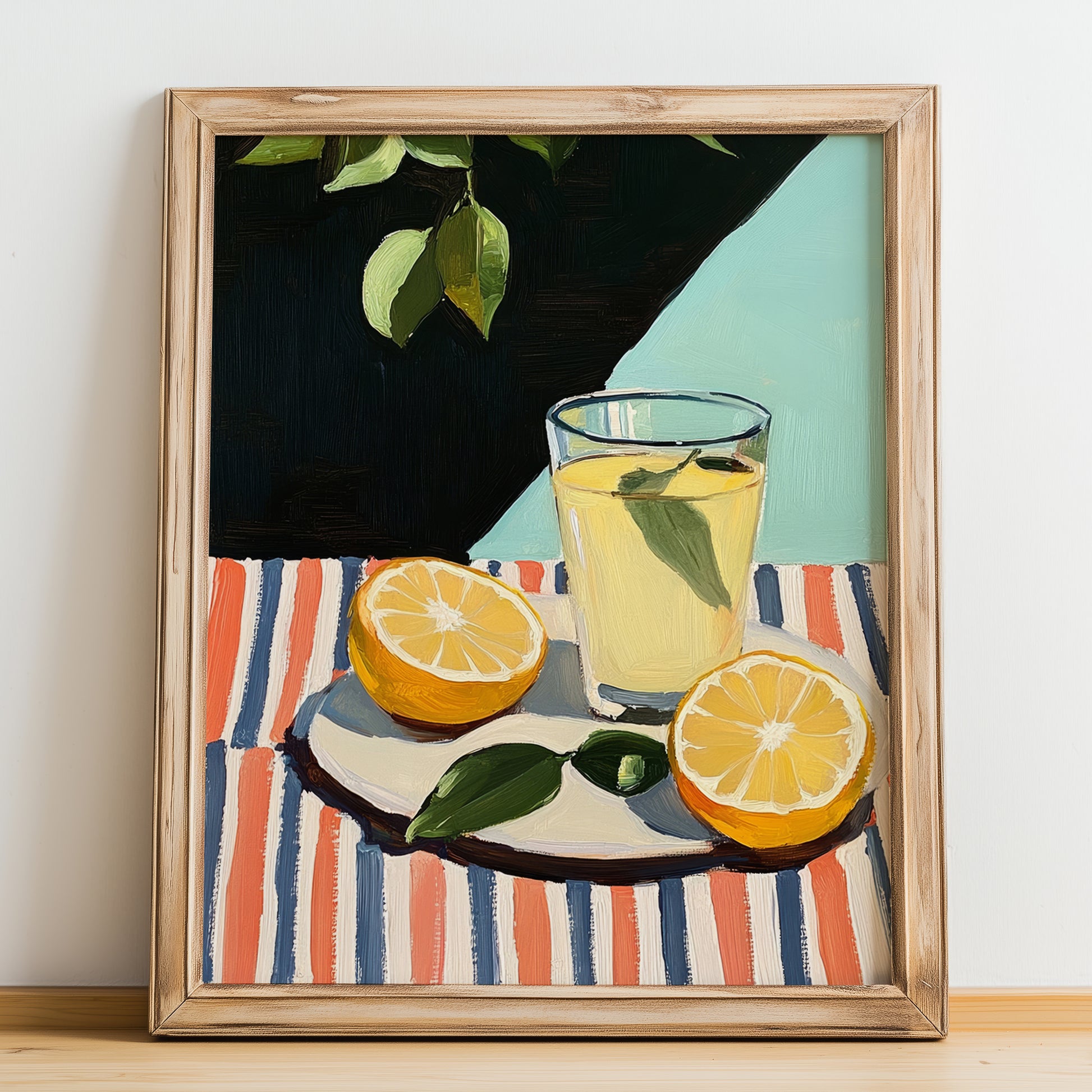 Citron Pressé – French Beverage Drink, Jazz Bar Illustration, no-text version framed in wood