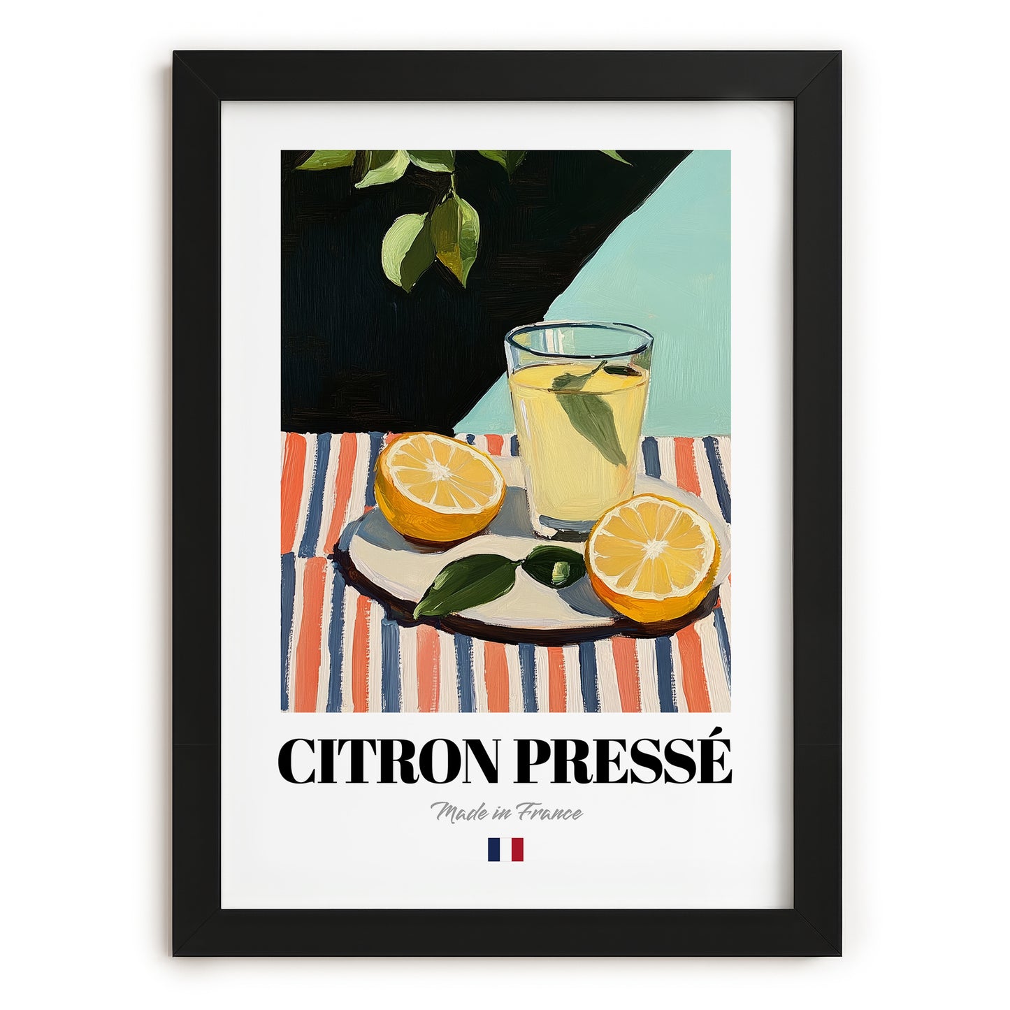 Citron Pressé – French Beverage Drink, Jazz Bar Illustration, in sleek black frame