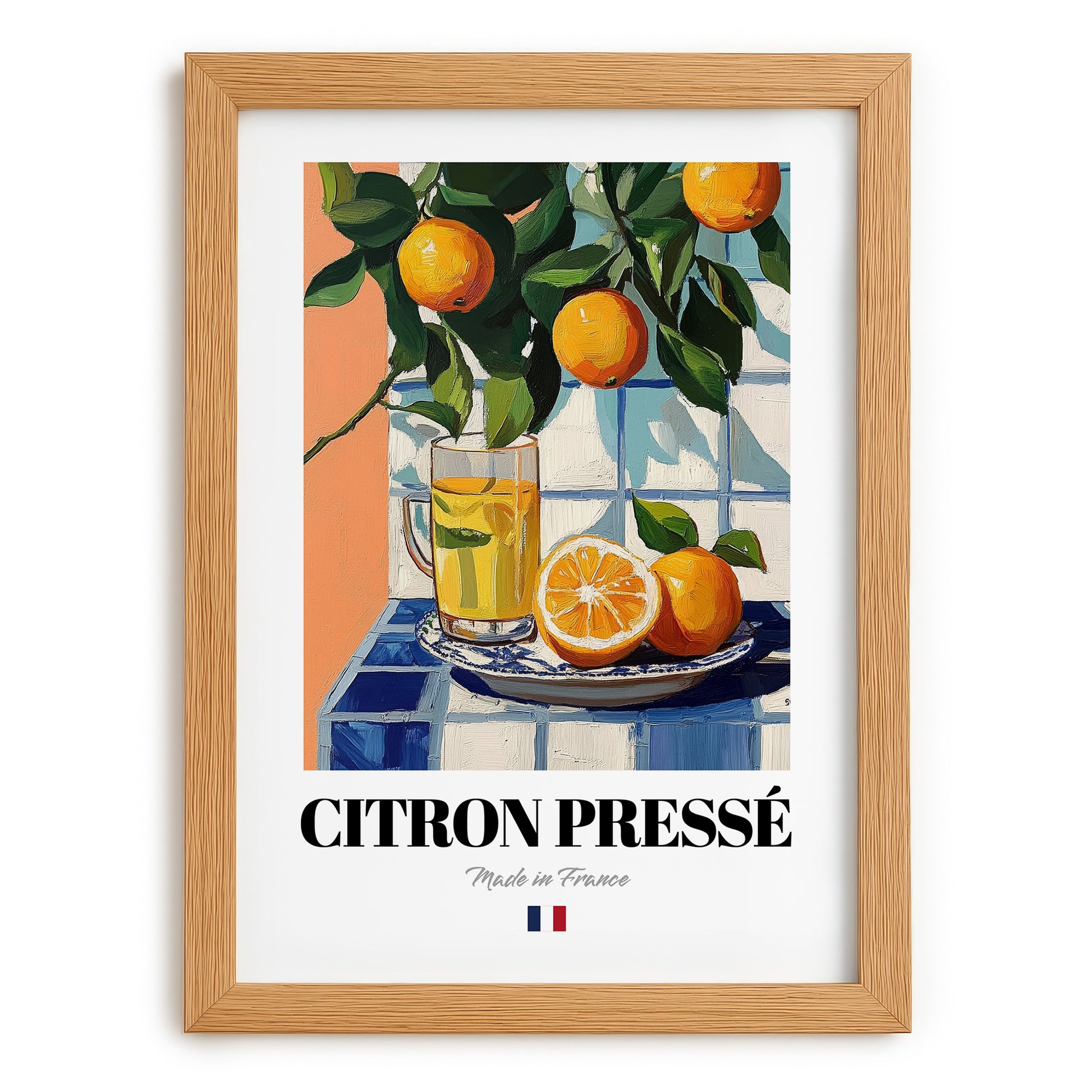 Citron Pressé – French Beverage Drink, Speakeasy Painting, set in oak frame