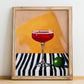 Kir – French Cocktail Drink, Beach Bar Still Life, no-text version framed in wood