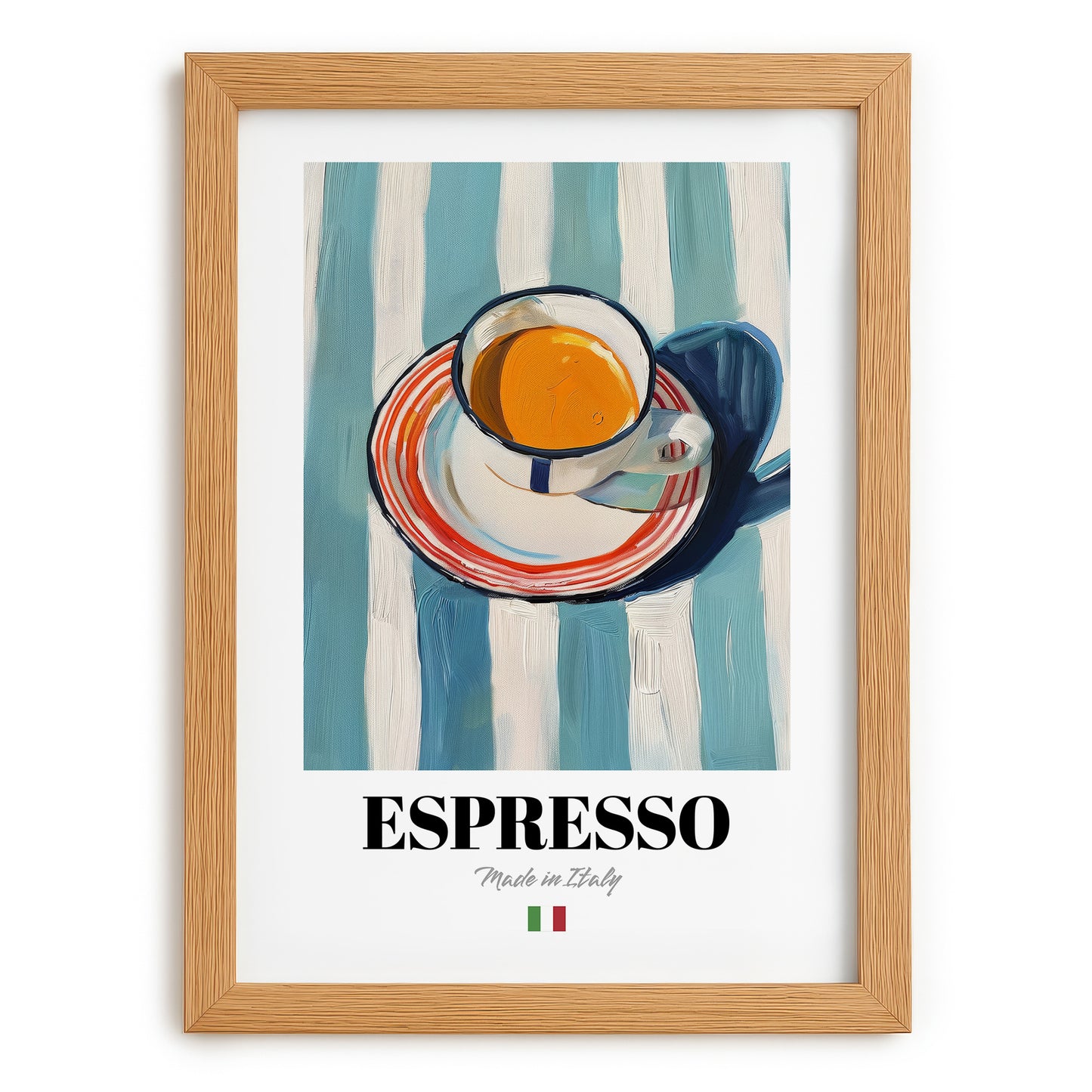 Espresso – Italian Coffee, Café Poster, set in oak frame