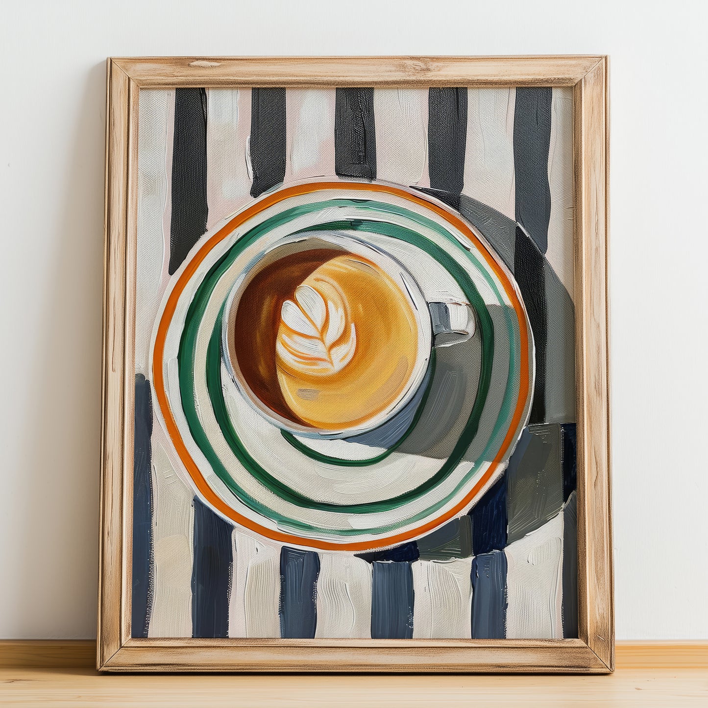 Cappuccino Lot #2 - Italienischer Kaffee auf gestreifter Tischdecke