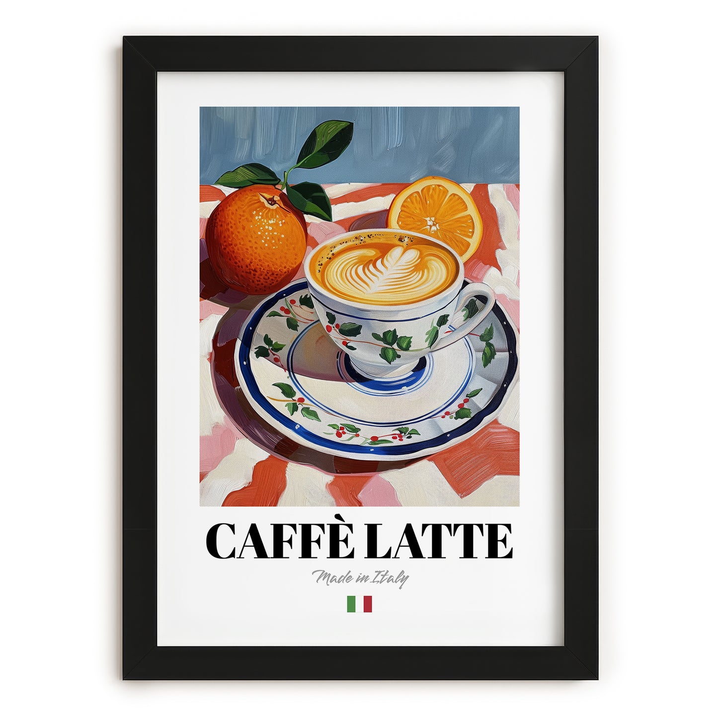 Caffè Latte – Italian Coffee, Espresso Bar Print, in sleek black frame