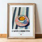 Caffè Corretto – Italian Coffee, Street Café Print, in wooden frame leaning on the floor