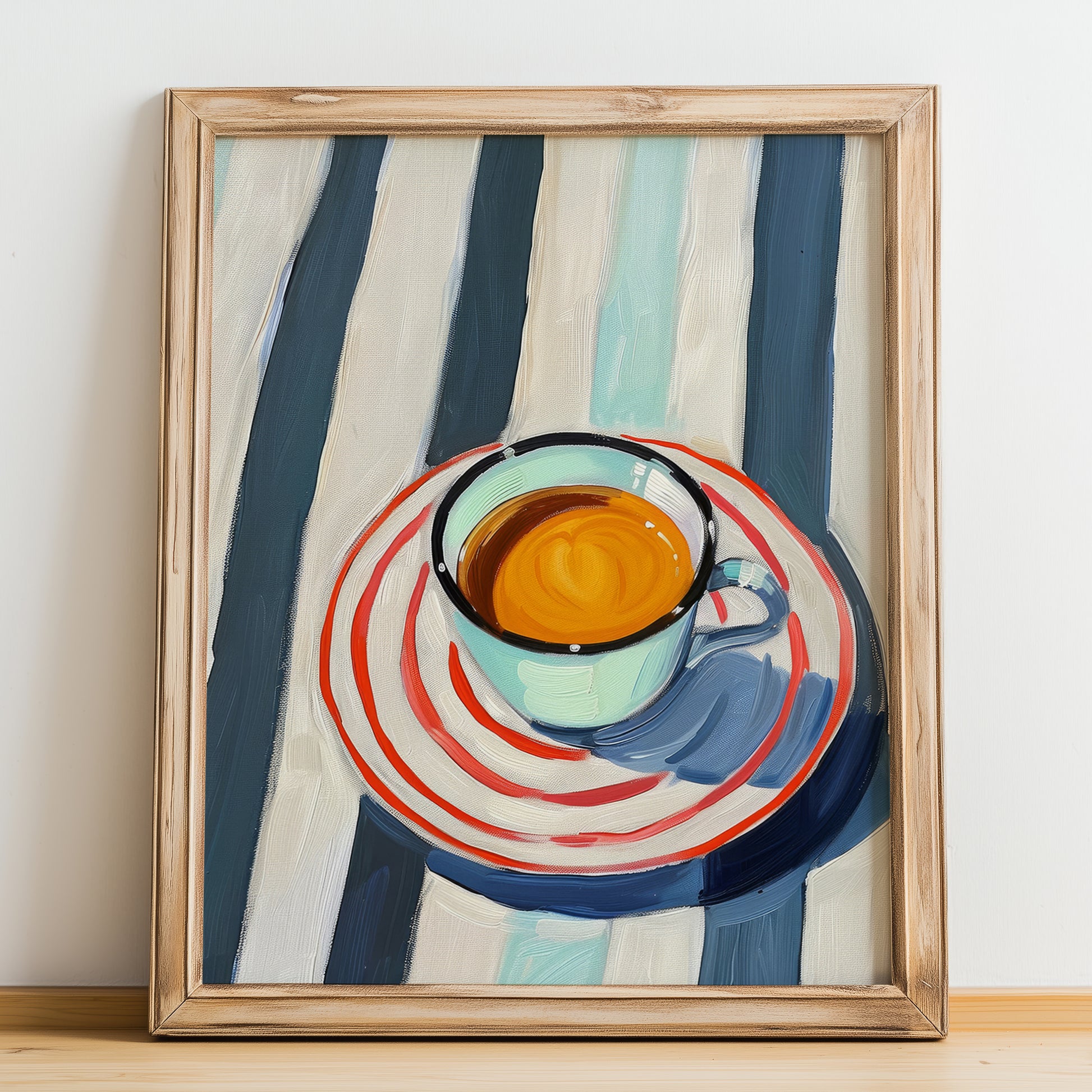 Caffè Corretto – Italian Coffee, Street Café Print, no-text version framed in wood