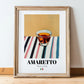 Amaretto – Italian Liqueur Drink, Cocktail Lounge Wall Art, in wooden frame leaning on the floor