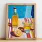 Limoncello – Italian Liqueur Drink, Rooftop Terrace Wall Art, no-text version framed in wood